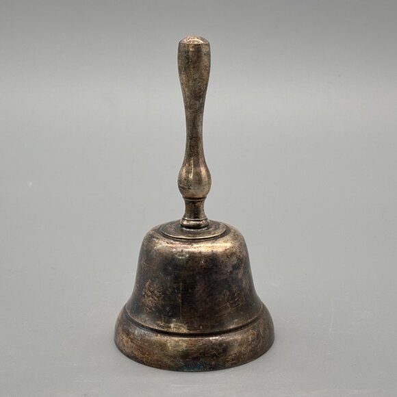 Vintage Silver Plated Hand Bell With Turned Handle And Naturally Aged Patina - Picture 2 of 5